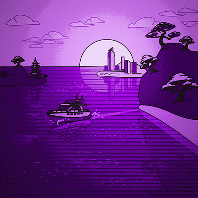 Purple sunset warm-up illustration illustrator landscape monochromatic photoshop vectors warmup