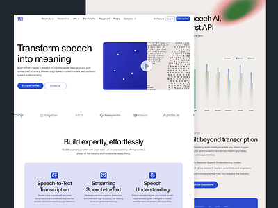 AssemblyAI Speech -to- text Platform ai development design illustration interface design landing page machine learning modern platform sleek speech recognition speech to text ui ui ux user experience user interface ux uxui voice ai web design website