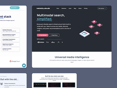 Mixcloud : Multimodel Search Website ai powered api data visualization design illustration landing page media types modern design multimodel search ui user experience user interface ux uxui uxui design visually appealing web design web ui web ux