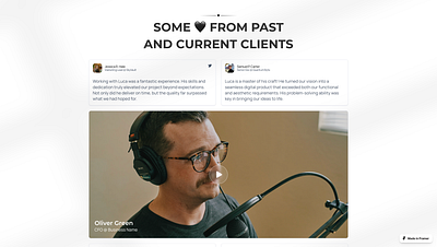 Portfolio Testimonials Section clean framer framer design framer template minimal portfolio testimonials testimonials design ui web design