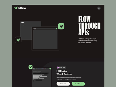 Httrio - API Interactions Platform api development automation dark mode dark theme design developer tools fintech interactive design landing page modern design payment play button responsive design uiux design user experience user friendly interface user interface uxui web development web ui