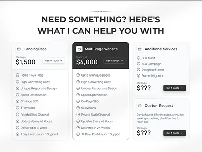 Pricing table blakc and white clean framer framer template minimal portfolio pricing table pricing pricing table ui web web design