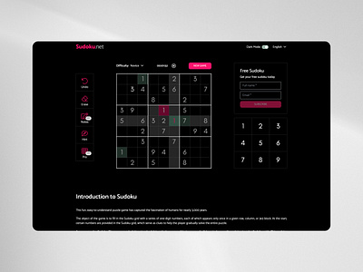 Sudoku.net hero hero section landing landing page puzzle puzzle game sudoku sudoku landing sudoku landing page sudoku puzzle sudoku website ui web design website design