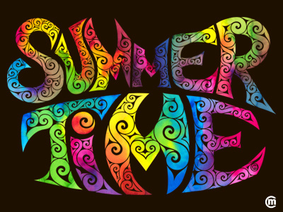 Swirly Summer Time abstract art brandnew design illustration mixed media swirly typography watercolor