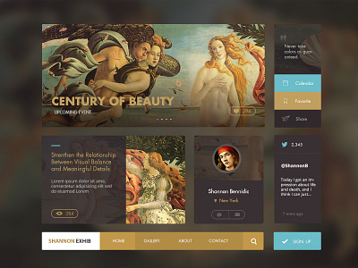 The Birth of Venus art dark gold purple ui kit