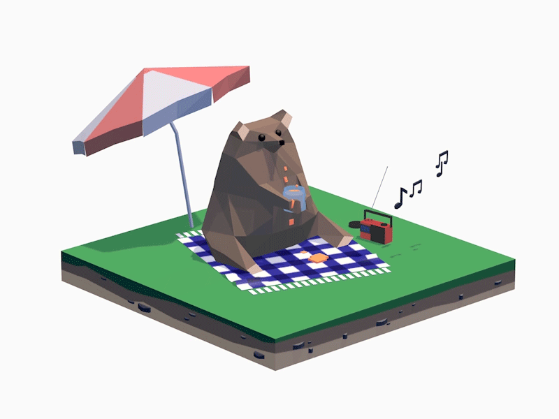 Honeyjam 3d bear cinema 4d dance holiday iso lowpoly modelling music summer