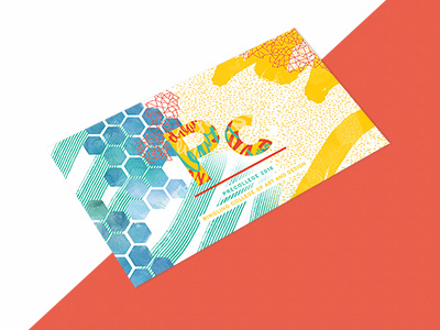 PreCollege Postcard artsy brushes college gometric hand drawn hexagon lettering postcard teal texture