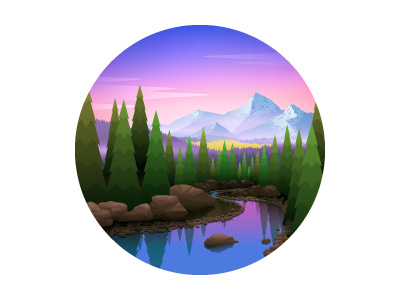 Landscape forest landscape mist mountain river trees vector