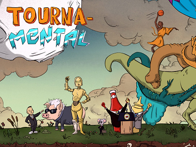Web Banner for Tournamental Podcast banner funny illustration podcast web
