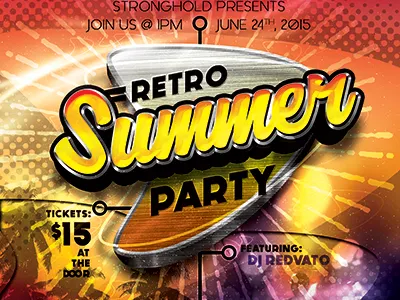Retro Summer Party Flyer Template event flyer parties party poster retro season spring spring bash spring break spring festival spring summer bash