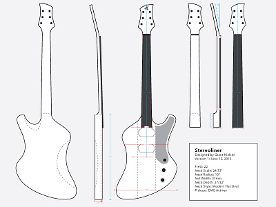 "Stereoliner" Guitar Design guitar hall customs instrument music retro schematic woodworking