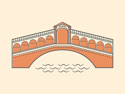 Rialto Bridge alex bridge flat icon illustration italy landmarks orange thomas weaver