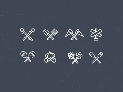 A Campy Wedding Map camp canoe fire flower icon iconography map smores wedding