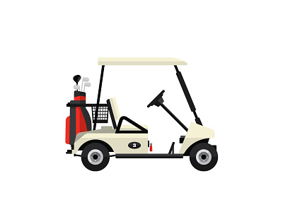 Golf Cart cart clubs golf golf cart golf clubs illustration vector