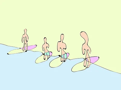 Contour Surfers contour line drawing surf surfer