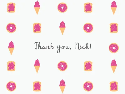Thank you debut dribble first shot flat icons invite pattern sweet vector yummy