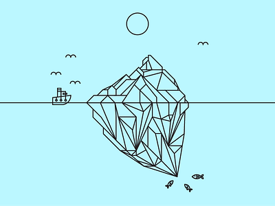 No More Cold Thoughts arctic boat cold fish graphic design ice iceberg line minimal monochromatic tugboat vector