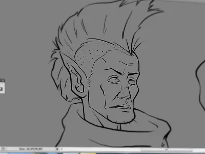 Wizard WIP drawing face peak photoshop sneak wizard working