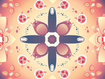 Studio Ghibli Kaleidoscope artwork calcifer ghibli illustration miyazaki mononoke noface ponyo poster spiritedaway studioghibli totoro