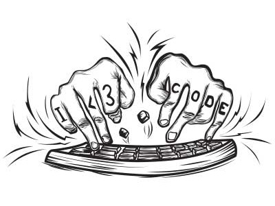 I <3 code code hands illustration mexico