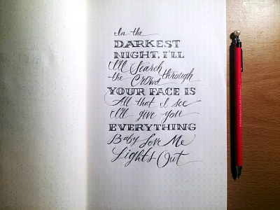 Lettering Lyrics, Beyonce - XO (John Mayer cover) calligraphy graphite lettering print script sketchbook typography