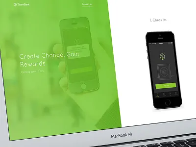 ThankBank app design infosite one pager. thankbank website