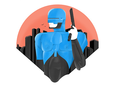 Robocop 2.0 cop eighties movie robocop robot skyline vector