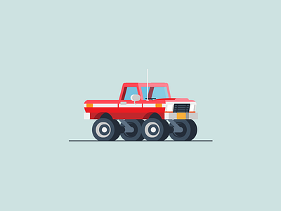 Pick Up Truck 2d car flat illustration pickup red truck vehicle