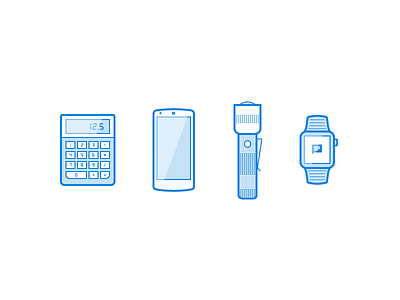 Illo Exploration pt2 apple watch blue bold calculator flashlight illustration lines minimal nexus