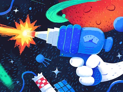 Space Odyssey gun illustration laser planet ray gun sci fi space star trek star wars stars