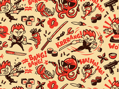 Mama Mafia character illustration japan mafia rolls sushi