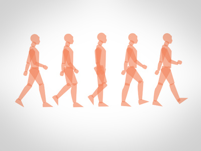 One step anatomy character man walking