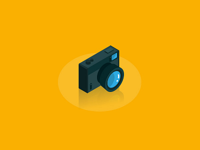 Yellow ISO camera flash glyph icon illustration iso isometric photo pictogram relfex