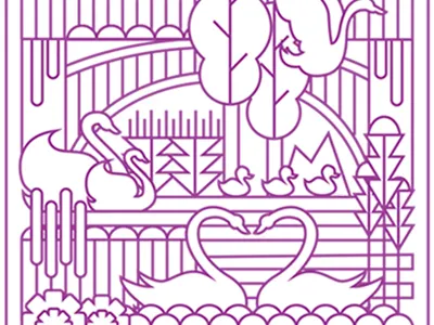 February Swans animals illustration line