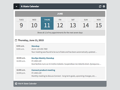 K-State Connect Calendar Widget calendar widget