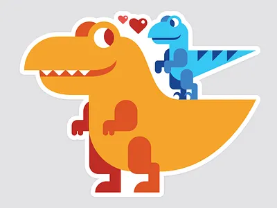 Best of Friends: T-Rex & Blue cartoon dinosaur illustration jurassic park jurassic world tyrannosaurus rex velociraptor