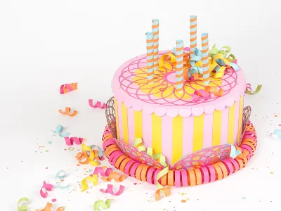 Paper Cake birthday cake confetti frosting laser model paper party sculpture