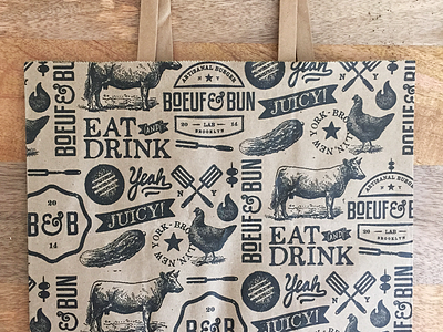 Boeuf&Bun Bag bag bbq beef brand bun burger food grill logo