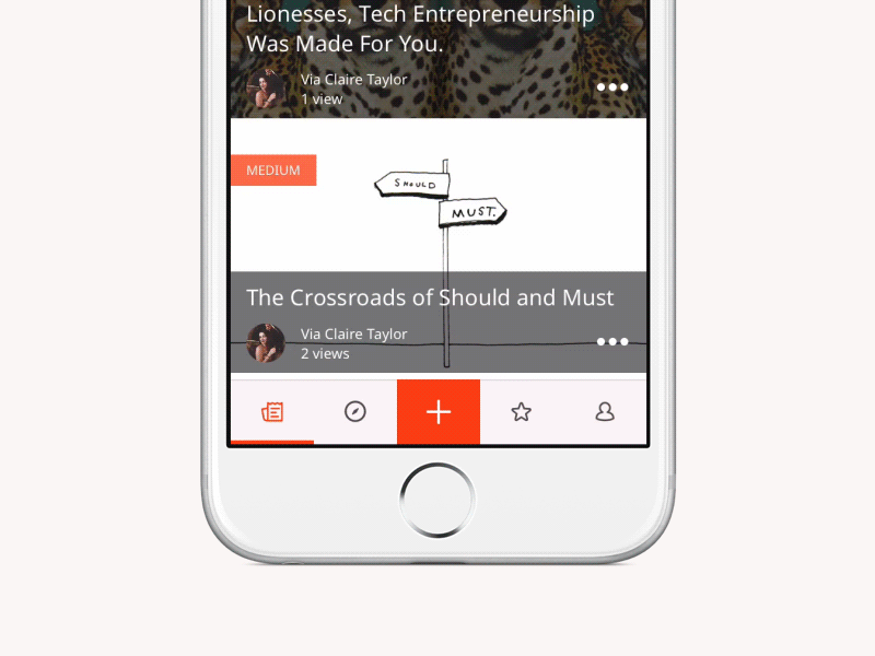 Flock2Go - Tab Bar Transition animation articles explore followers friends ios ios8 news feed tab bar transition ui ux
