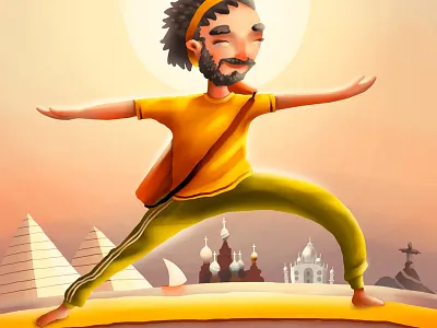 Art of Living Yoga asana happy illustration love meditation peace smile sun yoga