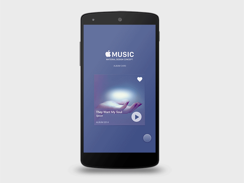 Apple Music Material Design Animation 009 apple concept dailyui design material design media mockup music musicplayer ui ux