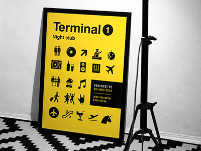 Terminal 1 airport helsinki helvetica icon lufthansa nightclub party pilot plane poster sky stuardess