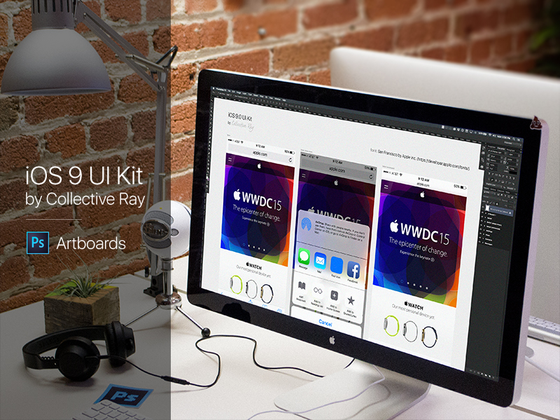 iOS 9 UI Kit - Artboards PSD artboards free freebie ios 9 ios9 photoshop psd ui ui kit