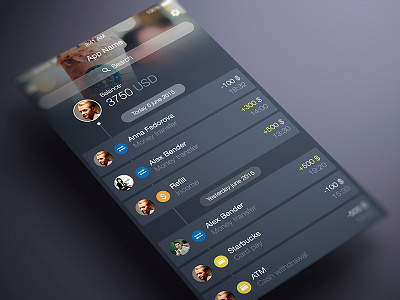 Finance App UI Timeline app crds dark finance friends ios social timeline ui ux