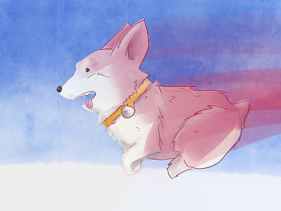 Corgi Run corgi dog illustration jump puppy run wacom watercolor