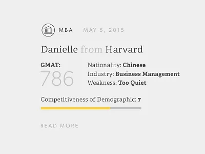 This is Danielle. college icon mba progress type website