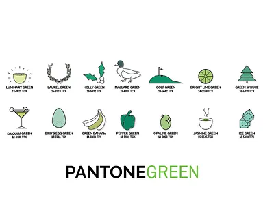 Green Pantone icons color colour fill flat green icons illustration illustrator line pantone