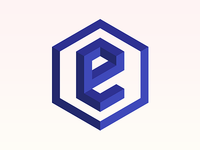 3DElements 3d blue branding cube emblem geometric hexagon icon identity letter e logo penrose