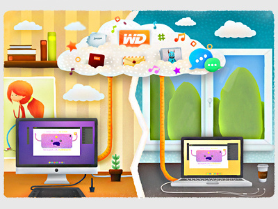 Illustration of cloud storage WD cg cloud cloud storage color doodle draw fresh illustration paint photoshop wd