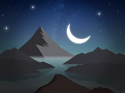 Night darkness moon mountains night sky star stars